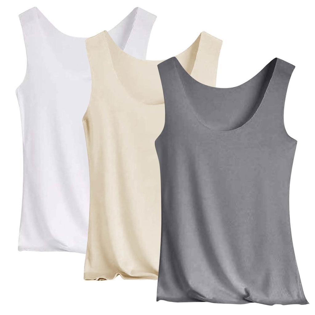 Women's Solid Color Tank Top Seamless Silk Undershirt Sleeveless Shirt