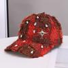 Beliebte Bart-Baseballkappe Hip-Hop Strass karierte Krempe Neue Baseballkappe Personalisierter Trendiger Hut