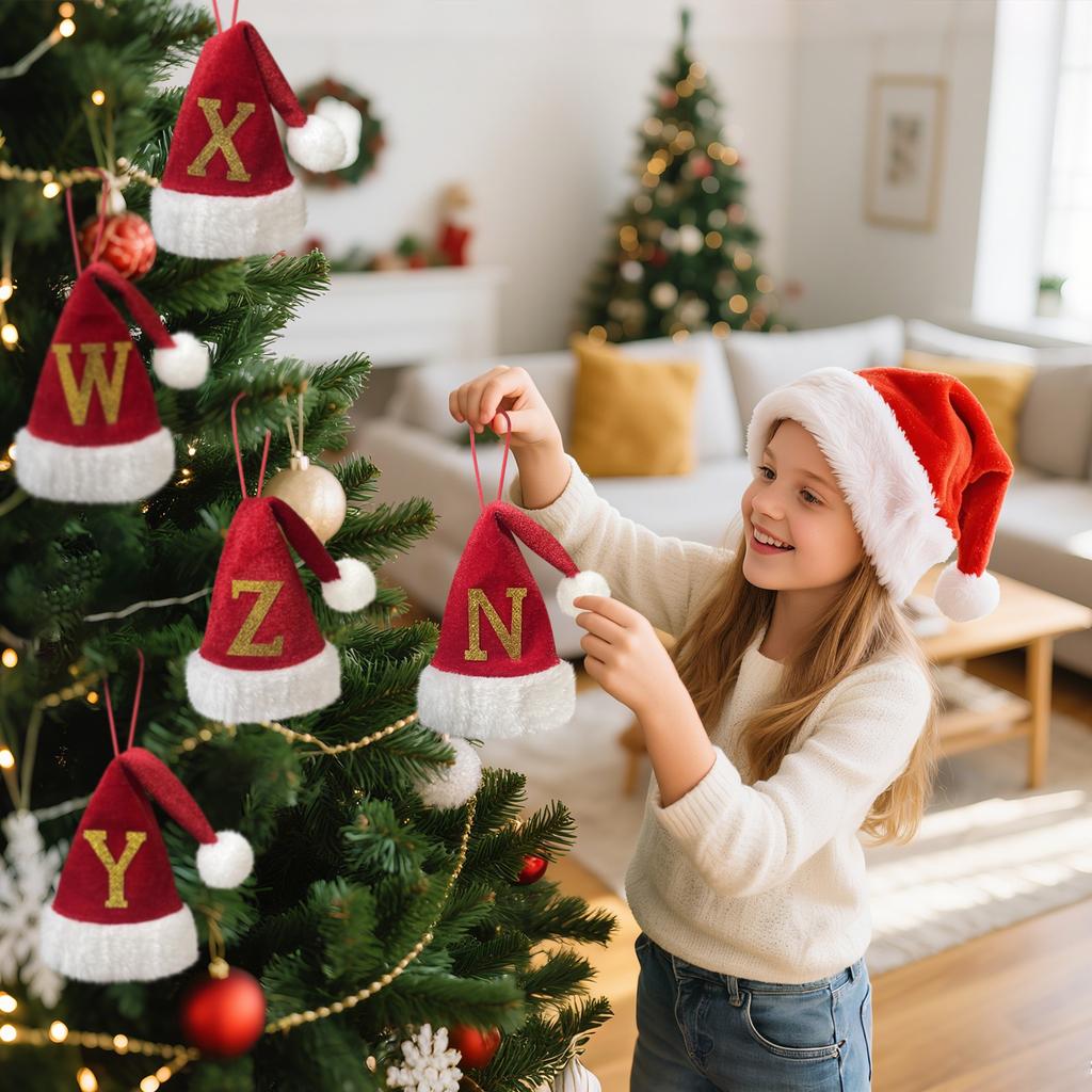 Christmas Decorations: Christmas Hats, Christmas Lollipop Caps, Christmas Hat Knife And Fork Covers, Wine Bottle Caps, Decorative Items