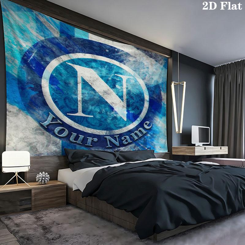 SSC Napoli Custom Name Wall Tapestry Aesthetic Wall Hanging Printed Fabric Blanket Decorative Tapestries for Bedroom Living Room Home Decor
