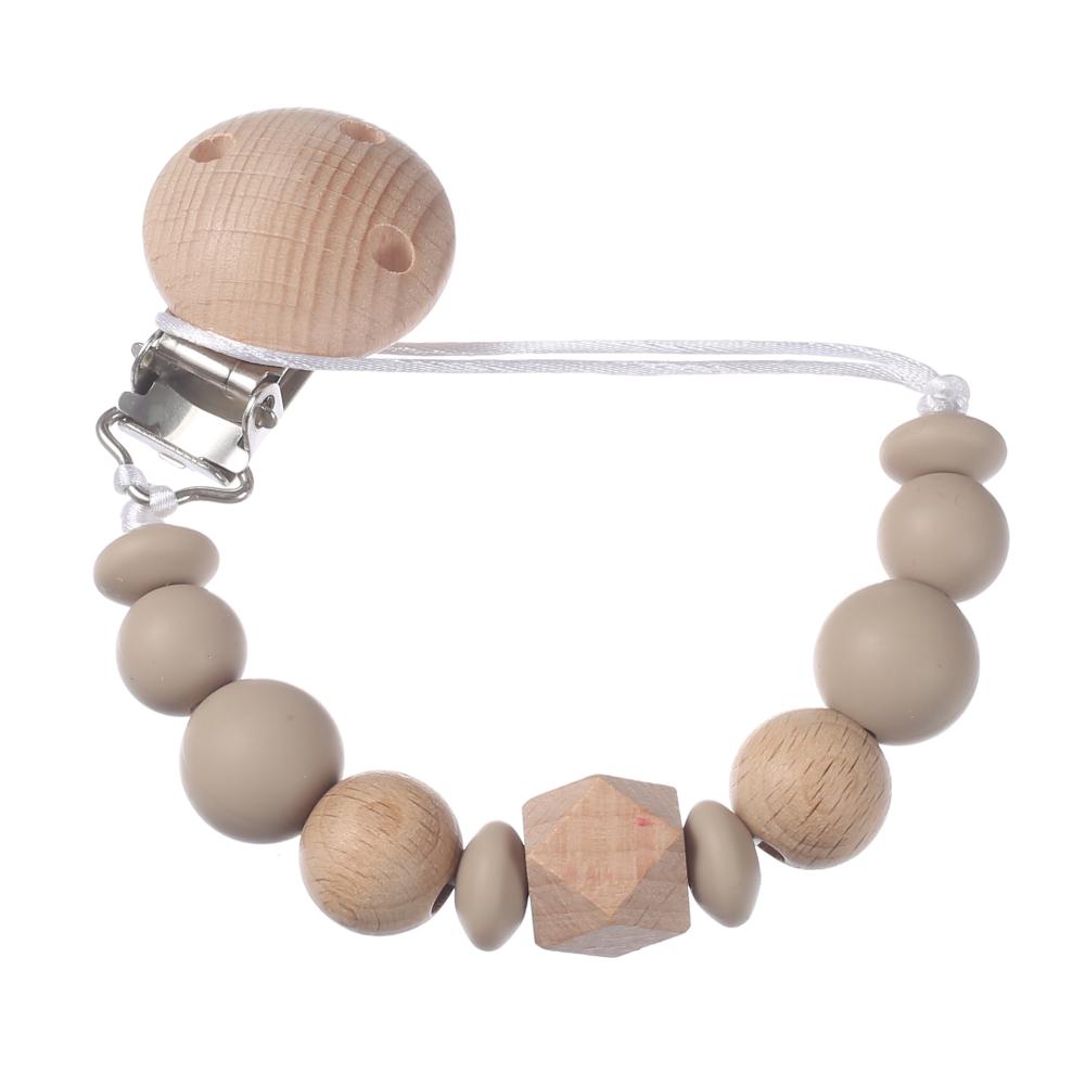 New Baby Pacifier Chain Clips Wood Silicone Round Octagonal Beads Teething Chain For Infant Appease Soother Dummy Holder Clip