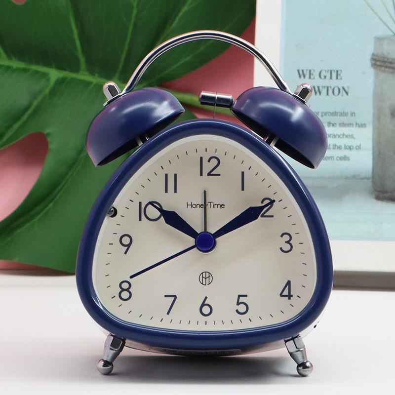 Primary and Secondary School Students Use Large Ringtone 3-inch Metal Ringing Alarm Clock for Home Bedside Silent Sweep Second Night Light Clock