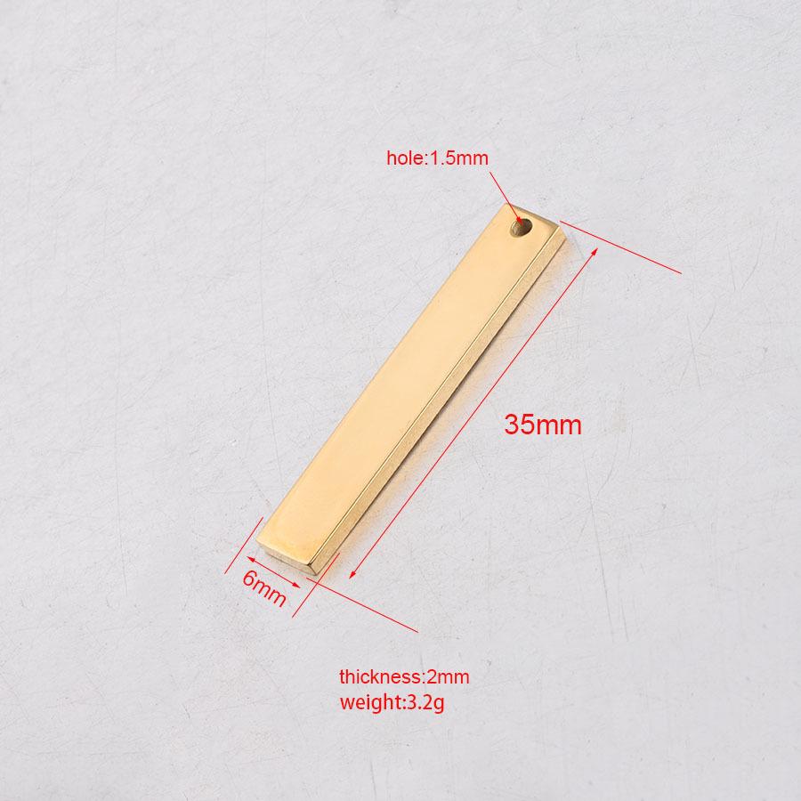 Prostokątna zawieszka ze stali nierdzewnej, DIY błyszcząca przywieszka, 2x6x35mm