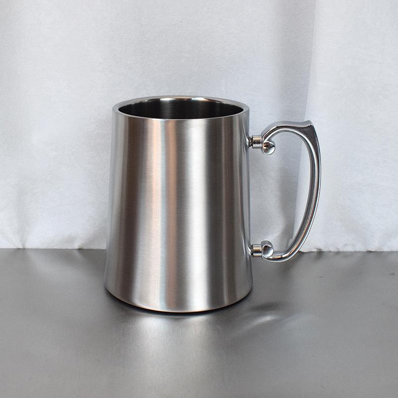 

Stainless steel 304 beer cup double-layer heat-insulated metal water cup conical mug gift drinking cup 380ml срібний