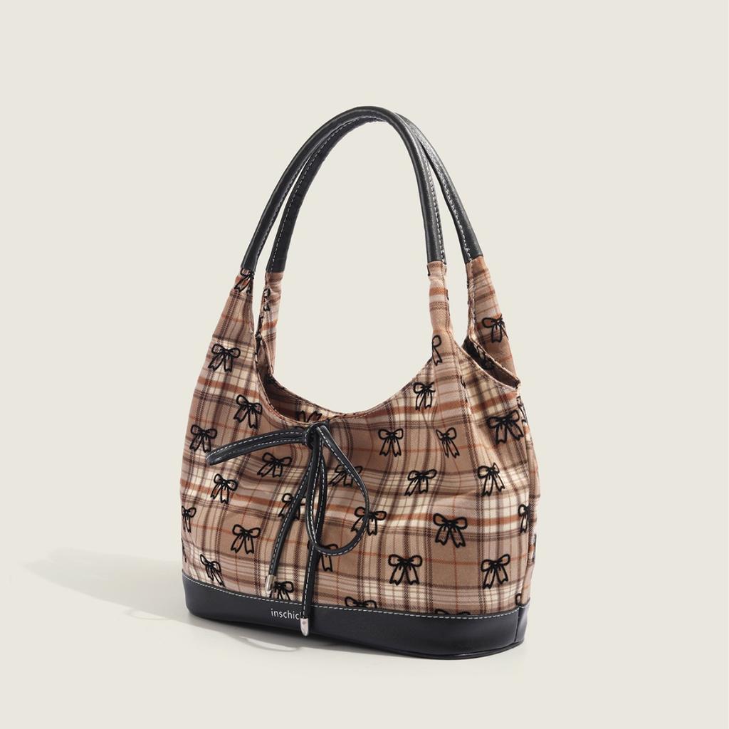 Relaxed Large Capacity Underarm Tote Bag for Women 2025 Early Autumn New Exquisite Lazy Style Bowknot Shoulder Bag