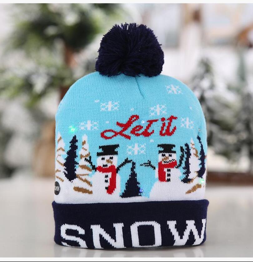 Christmas Light Up Beanie Hat Knit Cap Hat with 6 Colorful Lights Unisex Winter Snow Hat