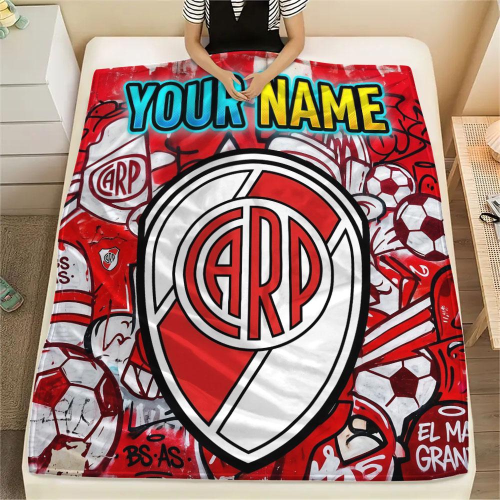Custom Name,Club Atlético River Plate Printed Flannel Blanket, soft throw for bedroom sofa, washable, Christmas present, great gift.