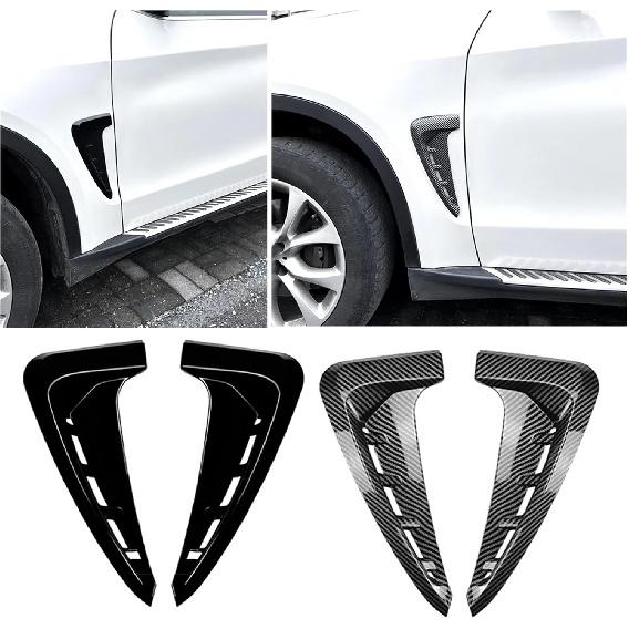 Car Bumper Spoiler Shark Gills Side Flow Fender Vent Stickers Cover Body Kits Vent Trim Compatible With BMW X5 F15 M Sport 2014-2018(Carbon Fiber)