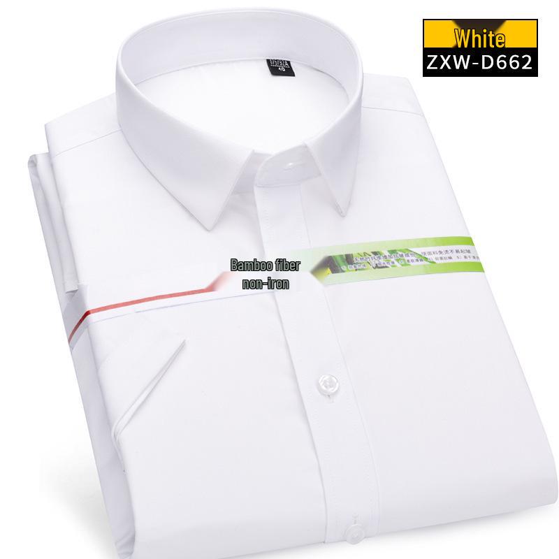 Men's Blue Short Sleeve Cotton Business Shirt - Formal Workwear