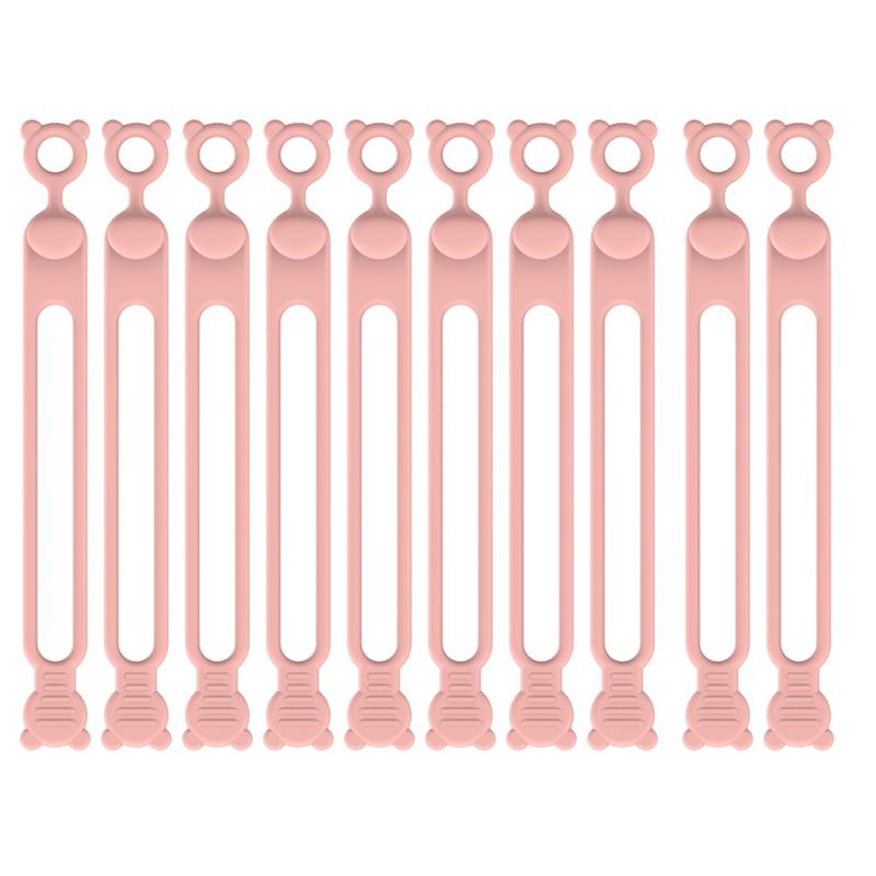 10pcs Silicone Cable Ties Self-Locking Cable Holder Colorful Flexible Cable Winder Wire Organizer For TV Charging Cable Storage