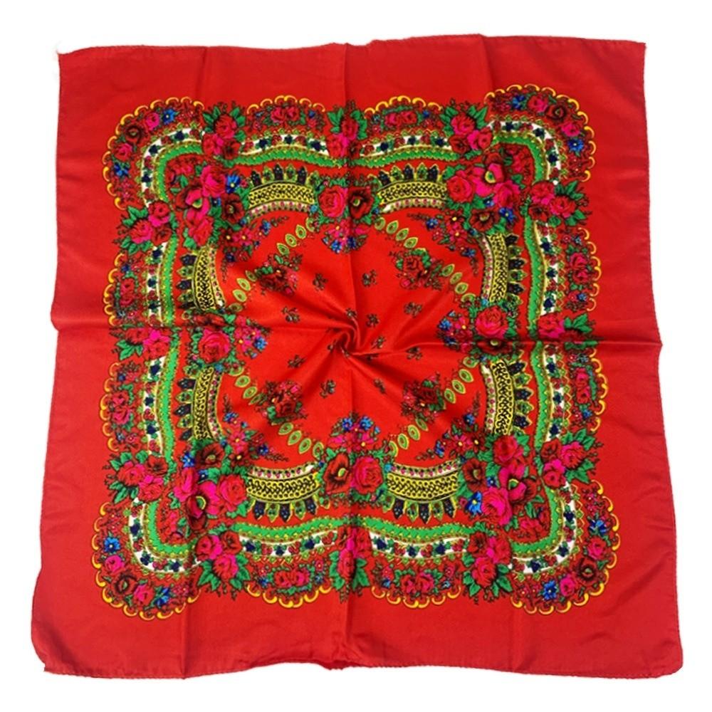 70X70CM Flower Head Scarf Polyester Hijab Headband High Quality Scarf Shawl красный
