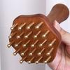 Wooden Handle 24teeth Copper Head Massage Comb Relief Body Massage Brush  for Cellulite Remover