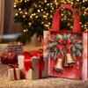 Festive Christmas Tote Bags with Red & Green Holiday Design Reusable Non-Woven Gift Bags for Groceries and Holiday Treats Festive Gift Bags