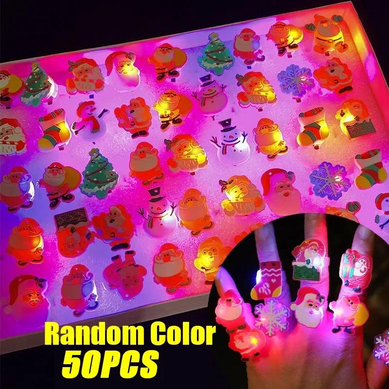 Halloween Light Up Glowing Rings 50PCS Halloween Party Favors LED Rings Flashing Glowing Finger Rings Fun Toys for Kids Adults