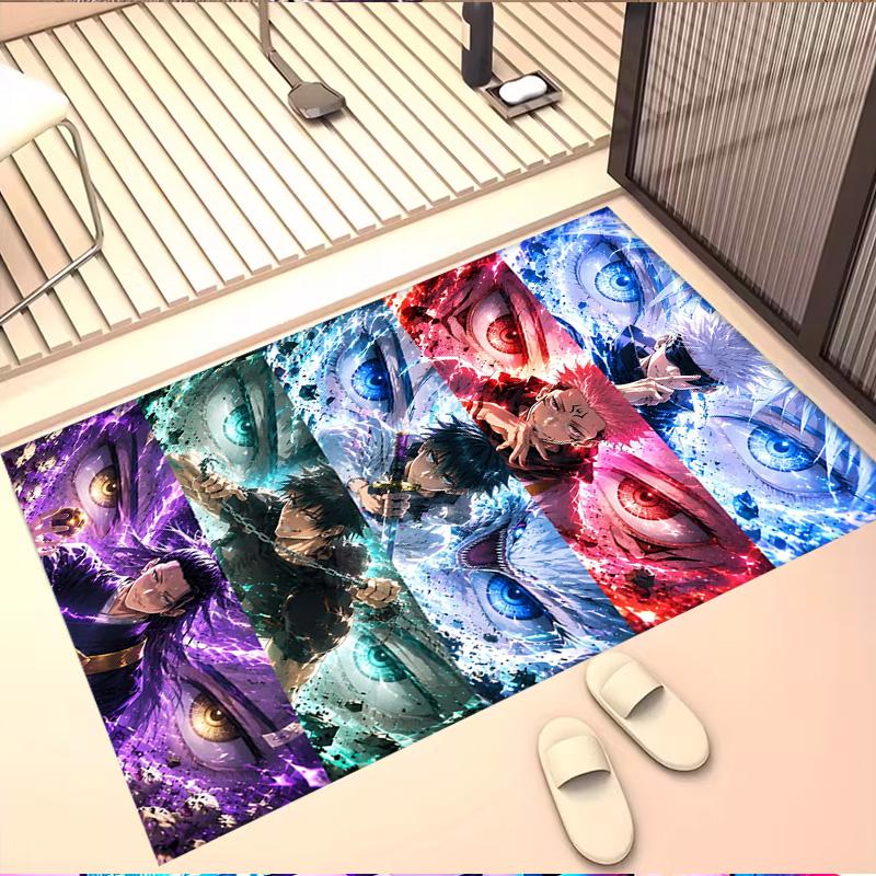 Jujutsu Kaisen Print Rug, Washable Floor Carpet, For Entryway Dorm Laundry Room Office Study, Home Decor Birthday Christmas Gift