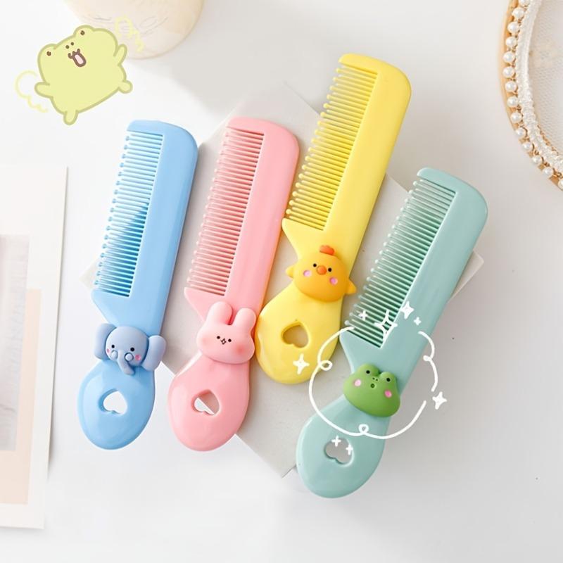1pc/4pcs Cute and Safe Mini Cartoon Plastic Hair Brush - Portable and Convenient Candy-Colored Small Comb