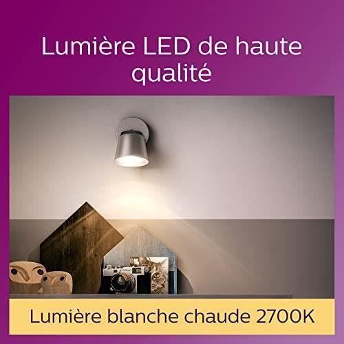 Ampoule LED Spot GU10 - Philips - 50W - Blanc Chaud - Lot de 2 - Classe A+