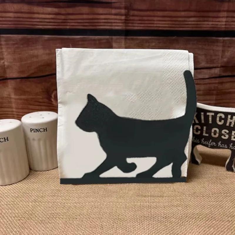 2025 New Vintage Black Cat Silhouette Metal Napkin Holder - Rustic Kitchen Dining Table Tissue Rack Desktop Decor