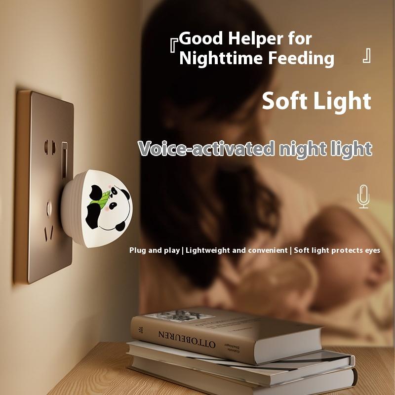 Intelligent Voice Usb Night Light Mini Voice Control Soft Lights Nights Lighter Bedroom Bathroom Creative Cute Panda Lamp