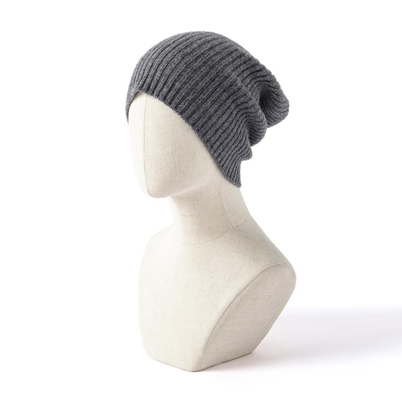 Women 100% Pure Cashmere Beanie Hat Rib Knit Solid Color Winter Warm Soft Slouchy Skullies Cap Cold Weather Accessory