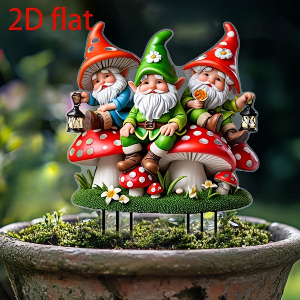 Cute three dwarfs, 2D flat acrylic, decoration, suitable for lawn, flower pot, courtyard, garden, backyard, outdoor, Christmas, Halloween