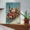 Vintage Tin Sign Santa Claus Reindeer Sleigh Wall Decor Metal Poster Christmas Home Art