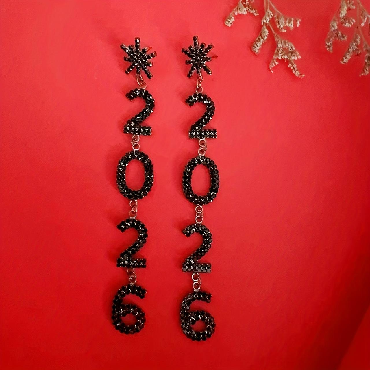 

Женские элегантные серьги-подвески с кристаллами 2026 - с цепочками - - Украшения для новогодней вечеринки, подарки на день рождения и годовщину чёрный