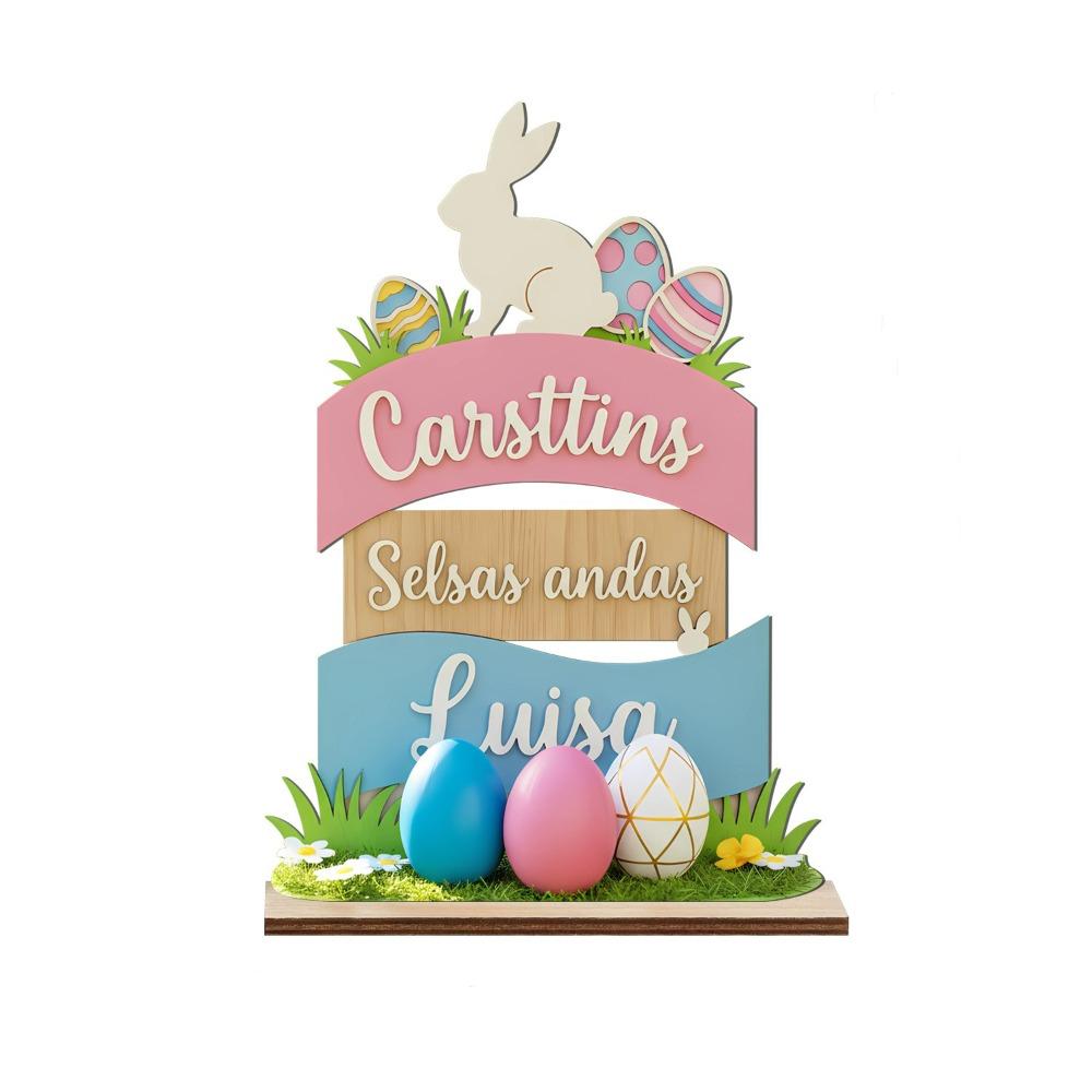 Wooden Easter Rabbit Ornament Colorful Handmade Bunny Ornament Blessing Cartoon Easter Wooden Ornaments Festive