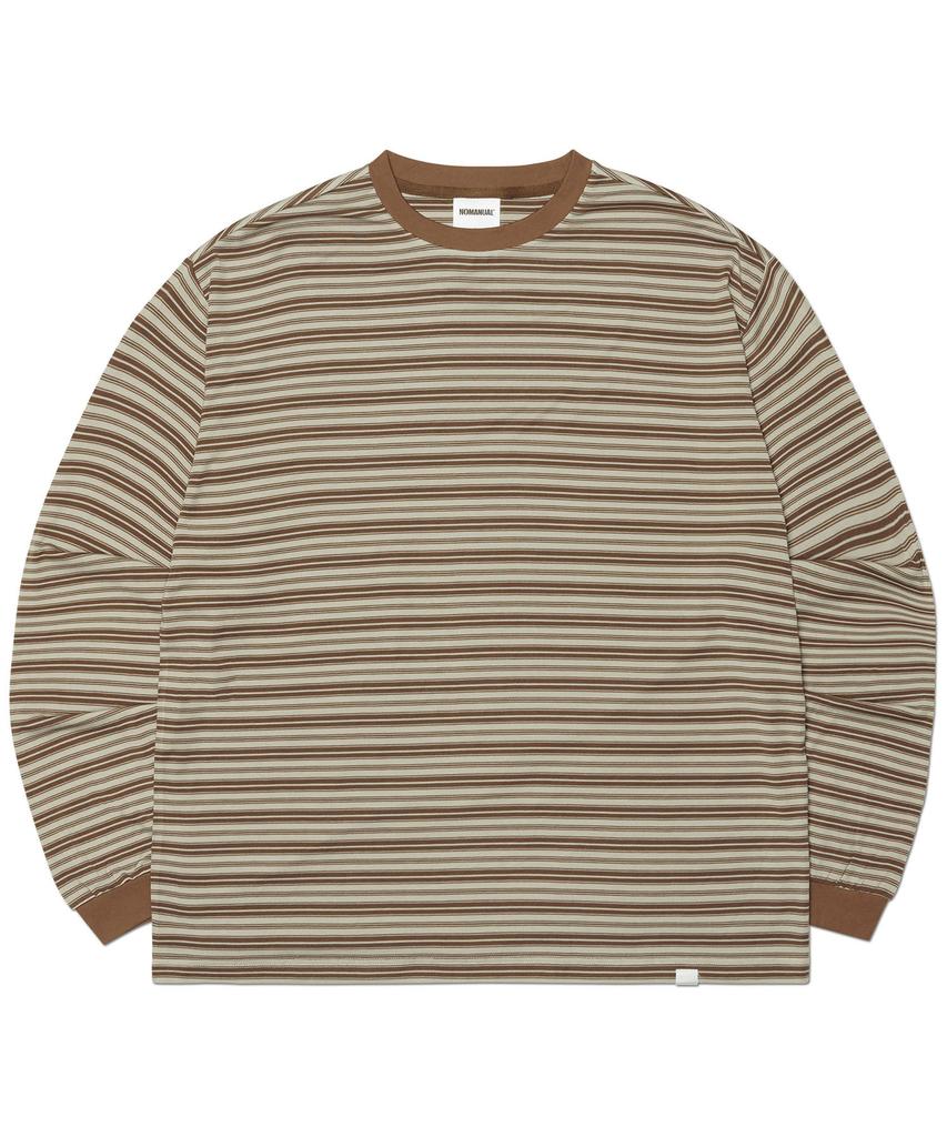 Nomaenyueol Offbeat Stripe Long Sleeve Tee - Brown
