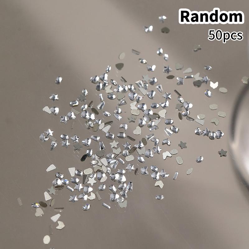 

50 шт. мини-образные ромбовидные украшения для ногтей с плоским дном, разноцветные стеклянные драгоценные камни, аксессуары для маникюра «сделай сам»