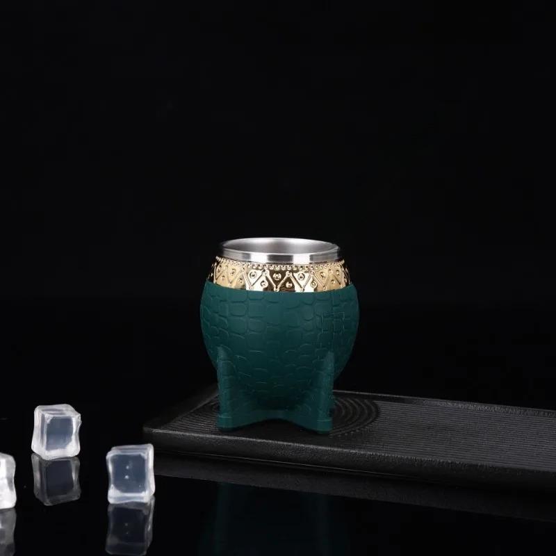 

Двухслойная матовая кружка из нержавеющей стали с ложкой-соломинкой, текстура яичной скорлупы, кружки с плоским дном, кухонные креативные чашки для воды, посуда для напитков 180ml