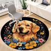 1pc Dog Floral Wreath Chair Carpet for Office, Round Non Slip Durable Large Size Office Carpet, Suitable for Office