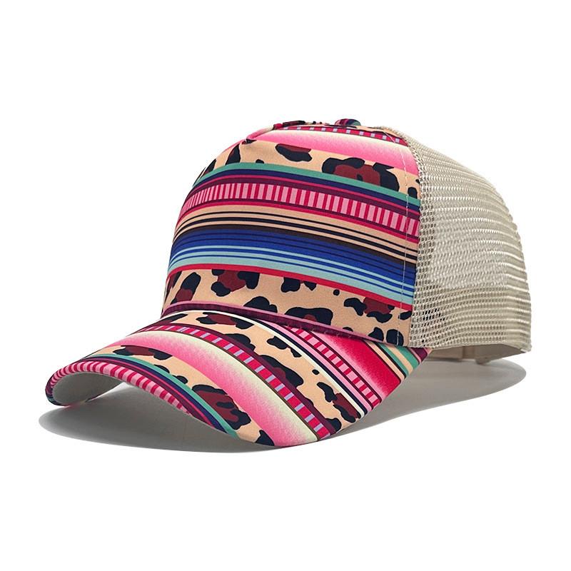 Pattern Floral Casual Wide Brim Baseball Cap Mesh Sun Hat For Outdoor Activities