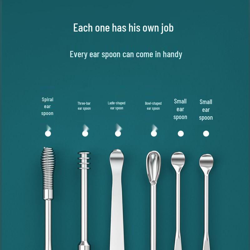 Stainless Steel Earwax Removal Tool Set with Storage for Adults