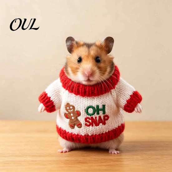 Haustierfotografie Kostüm Weihnachten Hamster Pullover, Weich Gestrickt Niedlich Feiertags Outfit, Gemütlich Klein Warm Kleidung Rollkragen Festlich Winterkleidung
