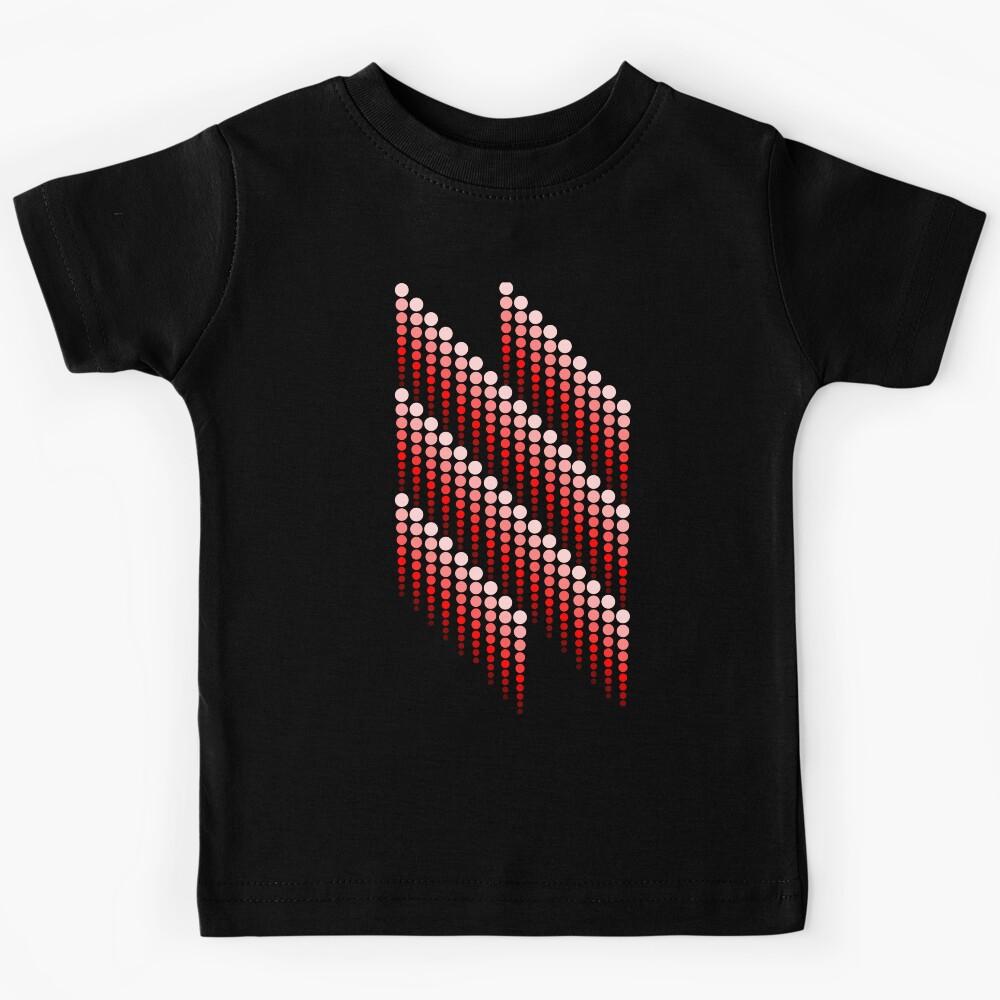 Red Pink Beads Diagonal on Black Kids T-Shirt 140