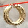 Vintage Copper Material Hand Carved Golden Plated Hoop Earrings Women  Concise Party Daily Versatile Jewelry Accessories