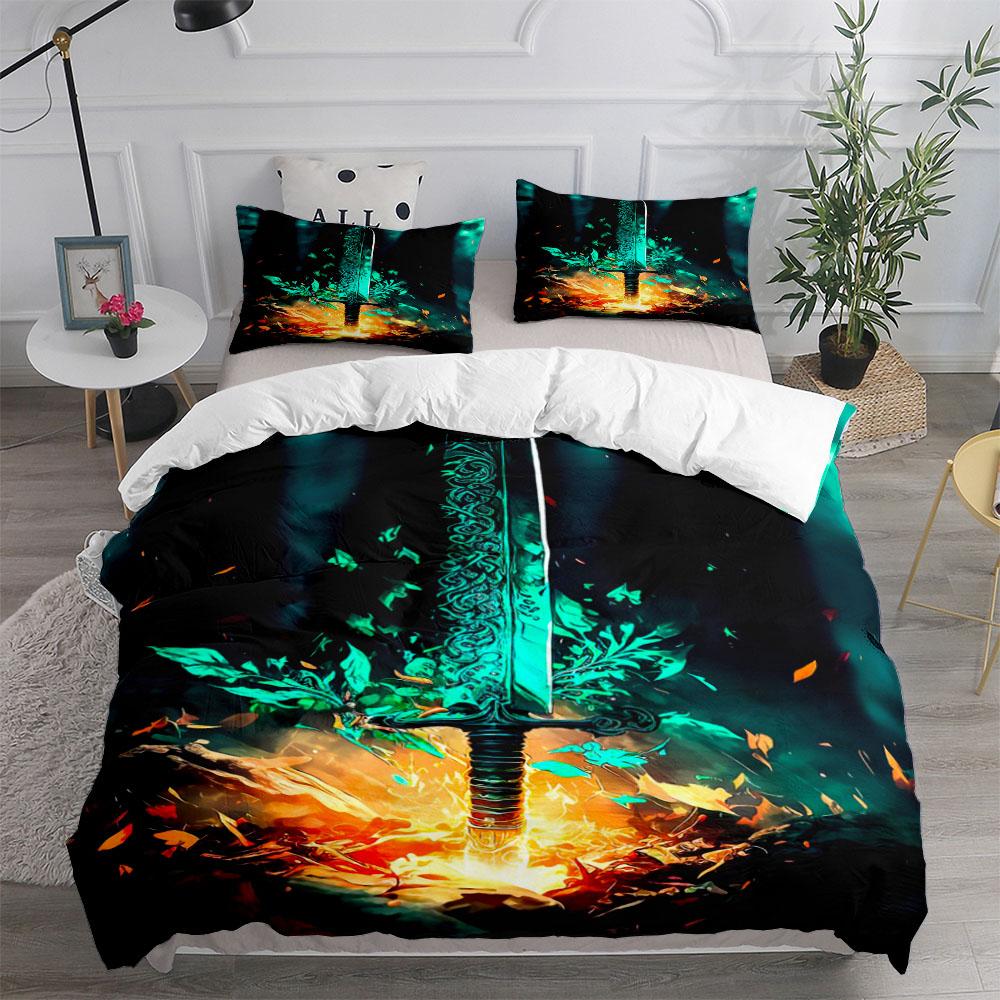 Sword Art Duvet Cover Set UK Single Double King US Twin Full Queen Size Anime Bed Linen Set