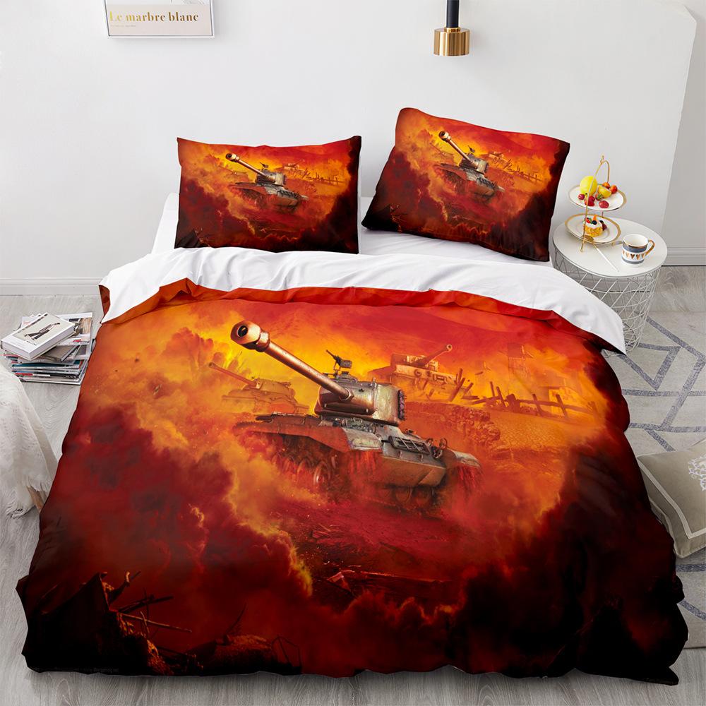 Home Textile Tank Series Digital Printing Three-Piece Set 3D Digital Printing Bedding Three-Piece Set Customization