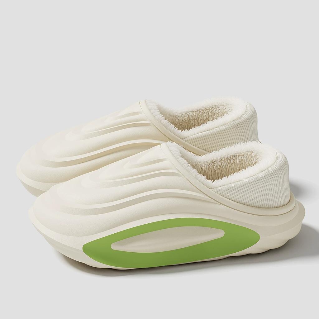 Winter Thickened Slip Resistant Lined Slippers Lightweight EVA Indoor Outdoor Home Leisure Shoes with Soft Fabric Lining