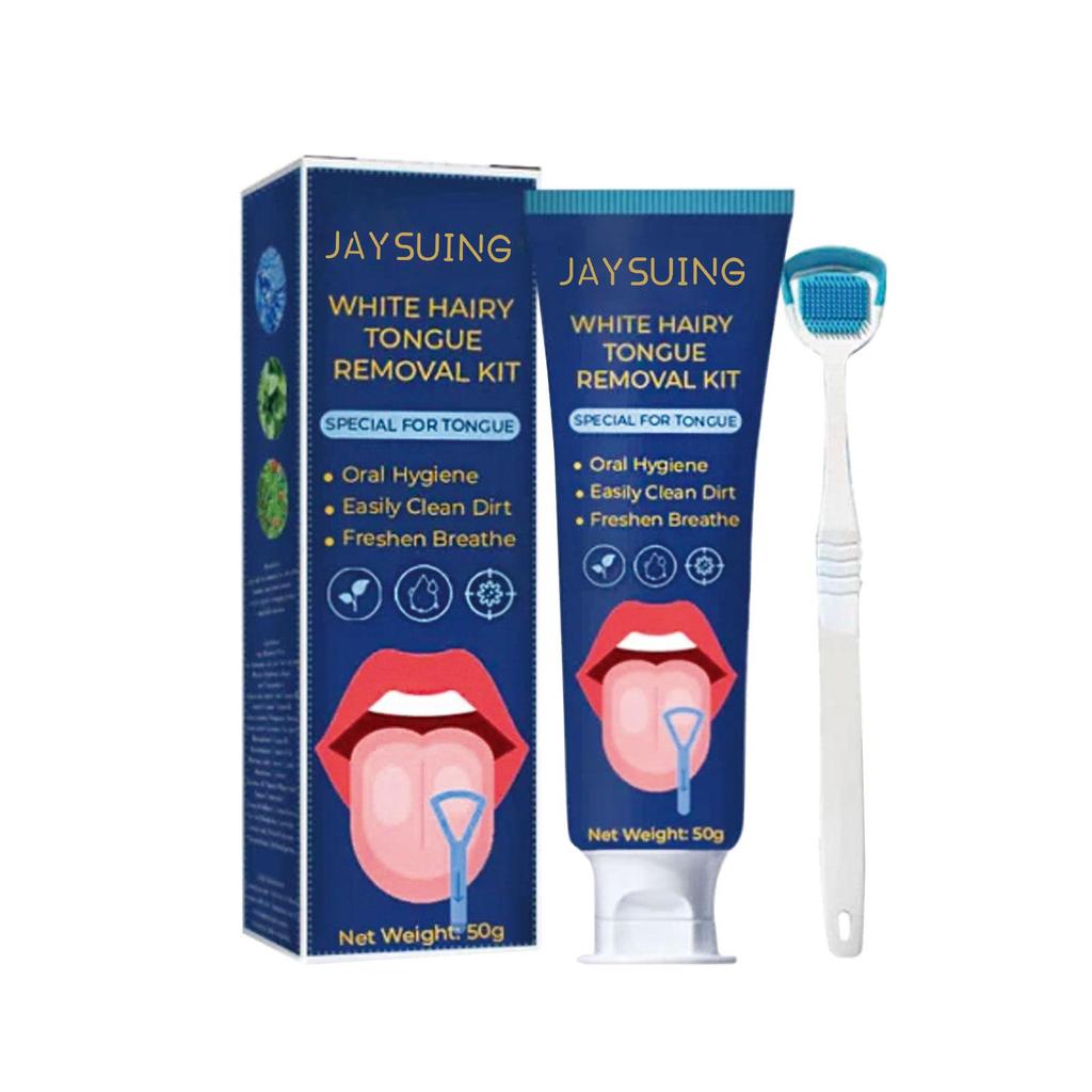 Jaysuing Tongue Cleaning Kit (50g + Oral Cleaning and Care Tongue Brush) - Improves Bad Breath, Cleans the Tongue, and Provides Oral Hygiene Care.
