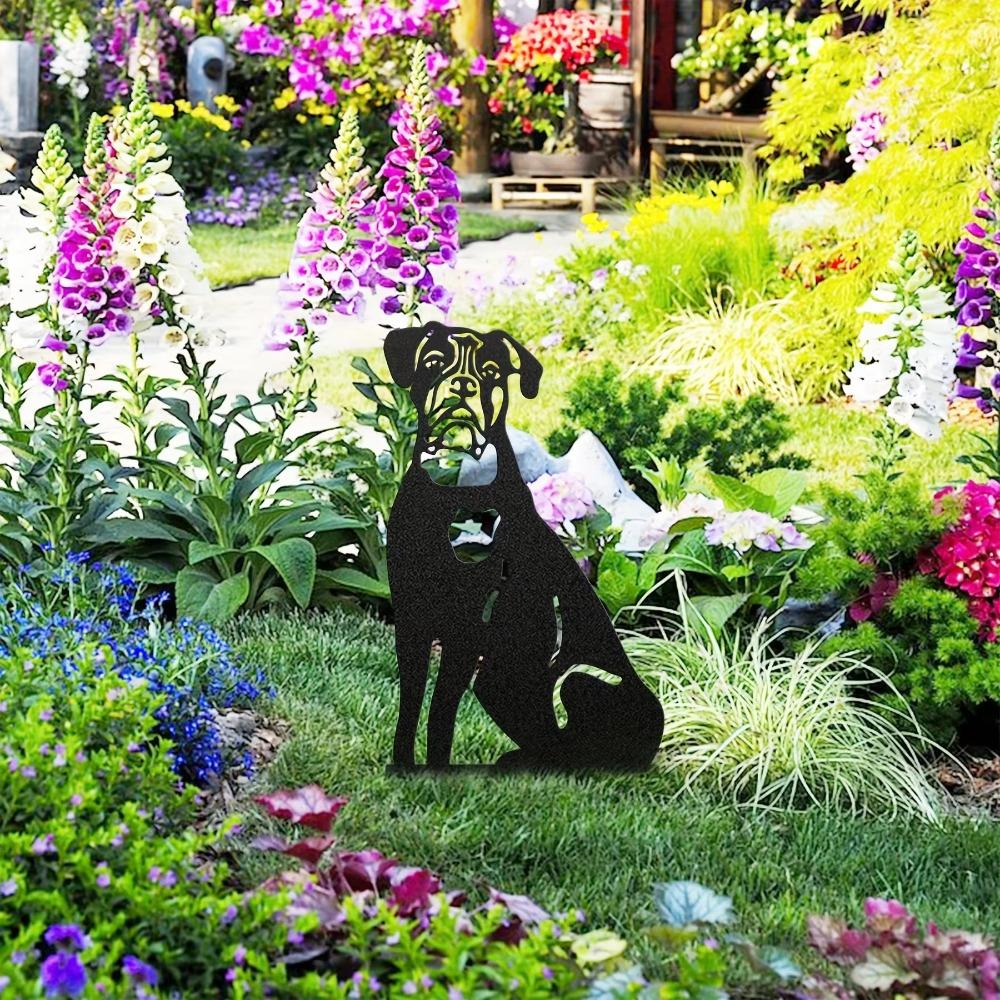 Dog Metal Art Garden Statues- Stylish Backyard Lawn Stakes for Festival Decorations