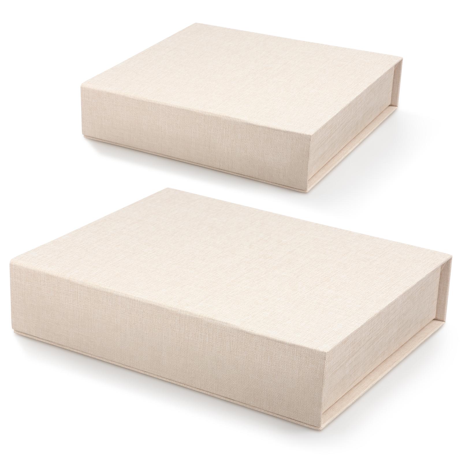 2Pcs Photo Storage Box Linen Magnetic