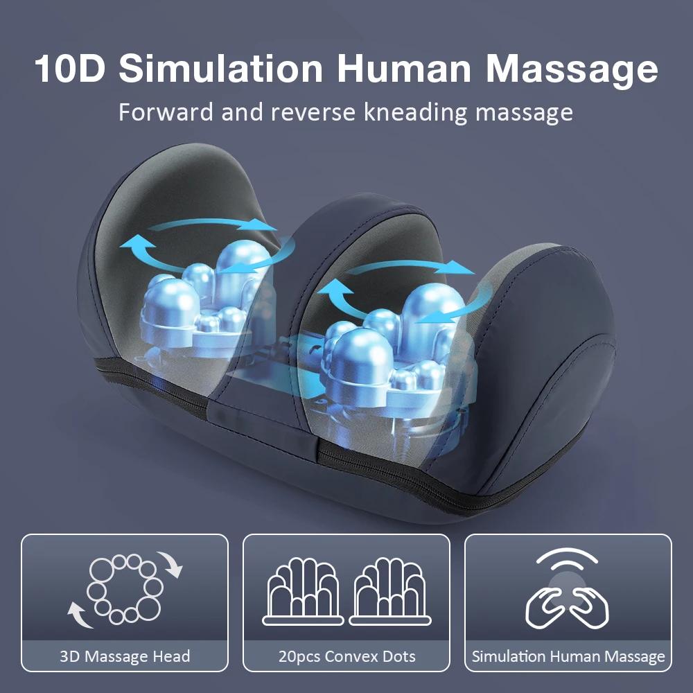 3-in-1 Electric Foot Massager Heat Vibration Roller Leg Feet Sole Muscles Relax Massage Hot Compress Foot Machine Remote Control