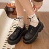 Large Size Platform British Style Lace-up Small Leather Shoes Round Head Thick Heel Autumn Retro Muffin Single Shoes Women