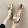 Fashion Women's Flat Shoes Square Toe Low Heel Elegant Ladies Footwear with Bow Dress Popular Stylish Cheap Clearance Korean Style Shoe