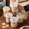 10 Stück Transparente Kaffeebecher mit Deckeln U-förmige Einwegbecher für Heißgetränke Milchtee zum Mitnehmen