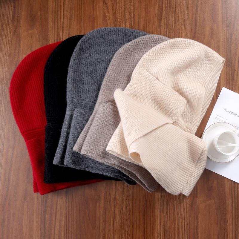 100%Wool Knitted Scarf Shawl For Women Winter Soft Warm Fashion Hooded Fake Collar Solid Multifunctional Neck Warmer Scarves