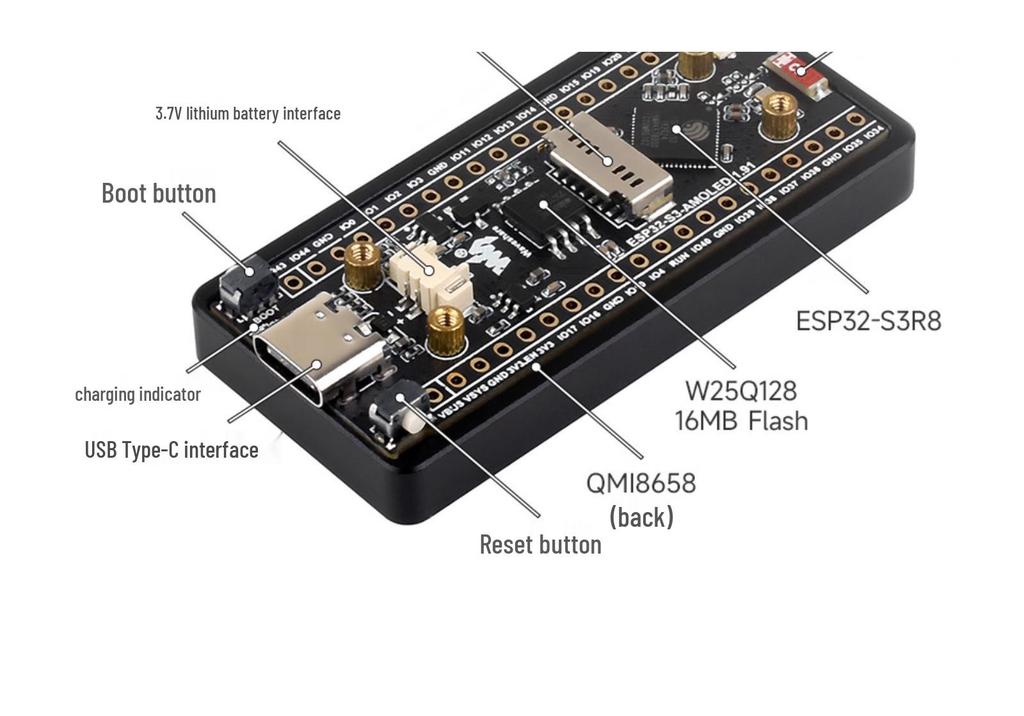 ESP32-S3 Entwicklungsboard mit 1,91" AMOLED-Display & Sensoren, Arduino-kompatibel