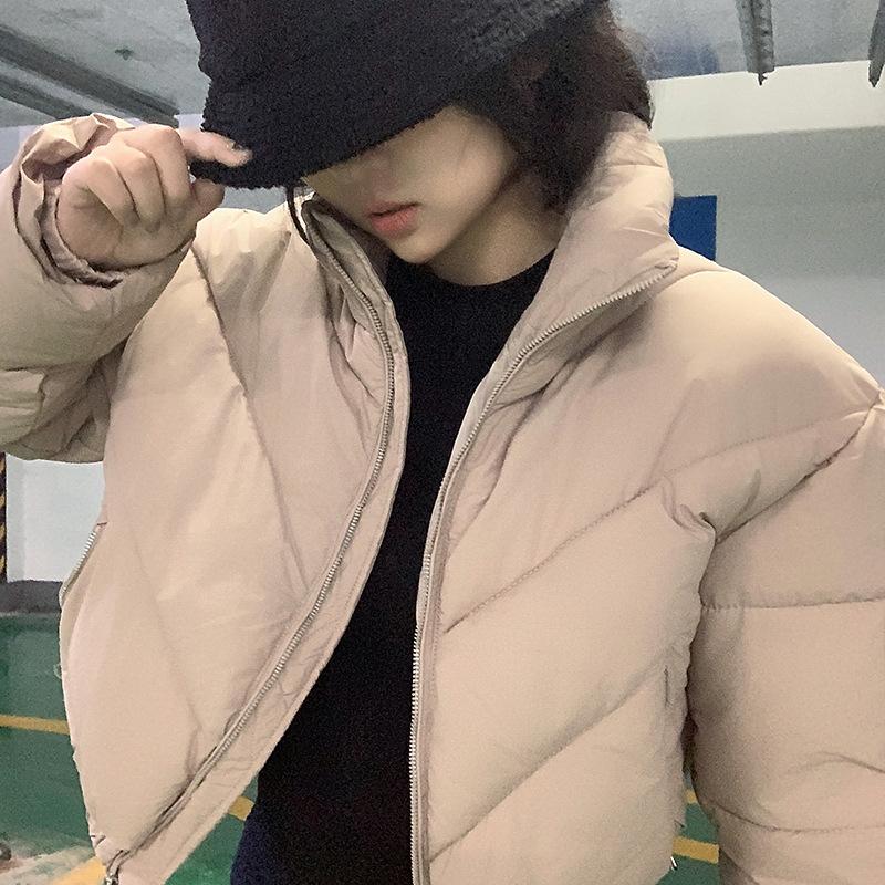 Winter new super short cotton-padded women's stand-up collar thickened light soft small bread student fashion coat
